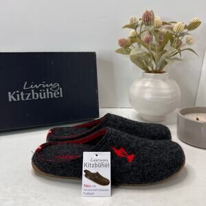 Living Kitzbuhel Natural Boiled Wool Mule Slipper Slip On Anthra Women 6M/37 NWB